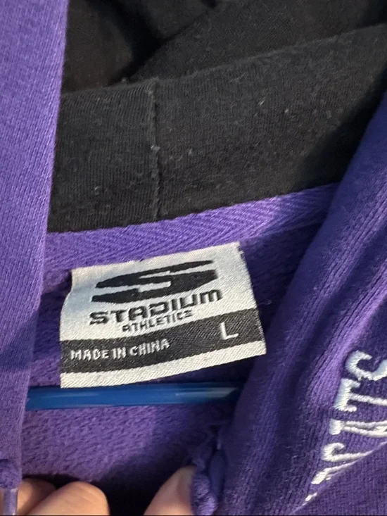 Stadium Athletics Purple Hoodie with Black Hood Lining - Picture 2 of 2